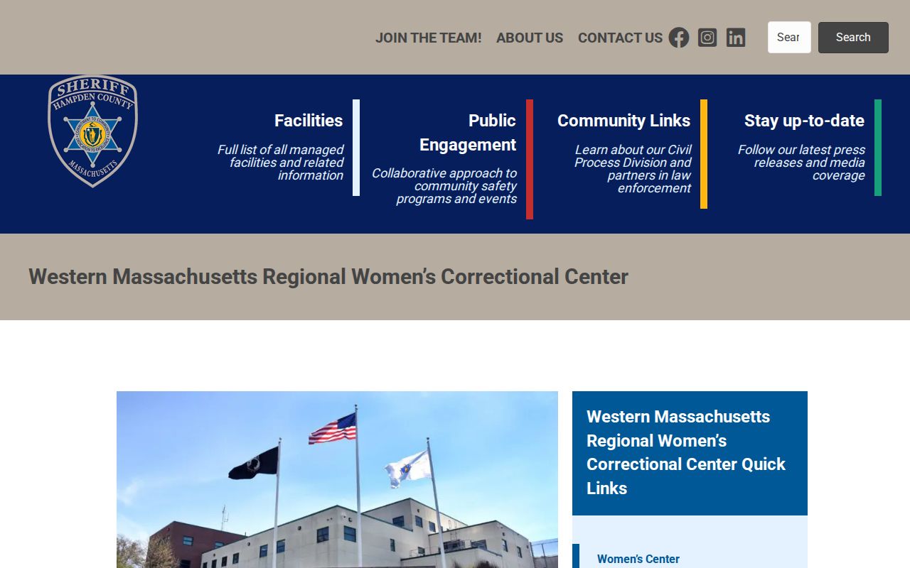 Western Massachusetts Regional Women’s Correctional Center release and contact page