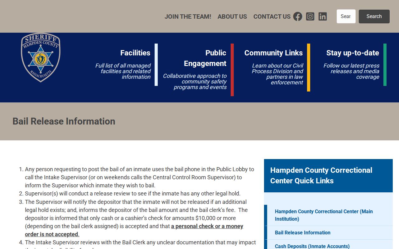 Hampden County bail release review and hold-check process
