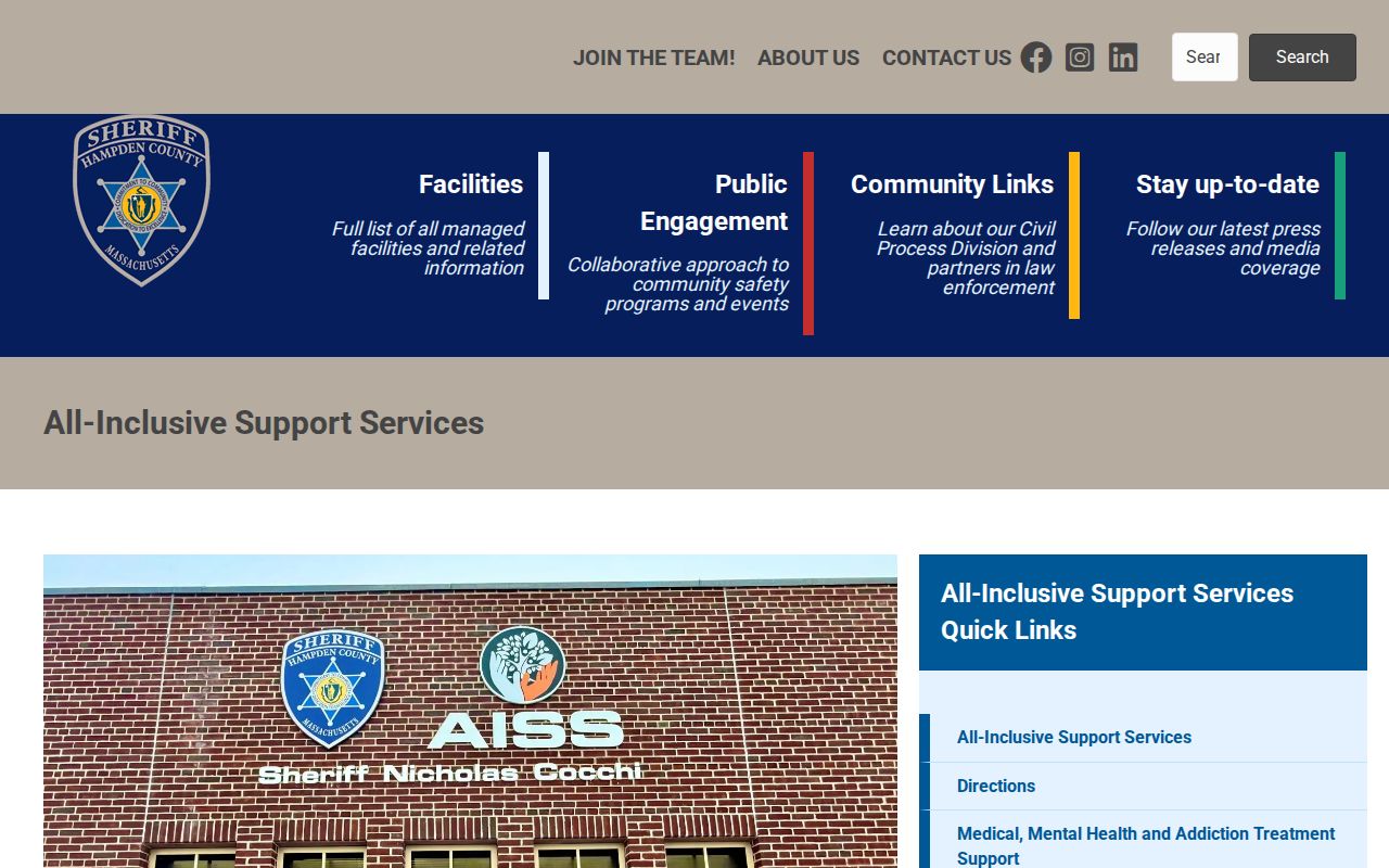 Hampden County post-release All-Inclusive Support Services page