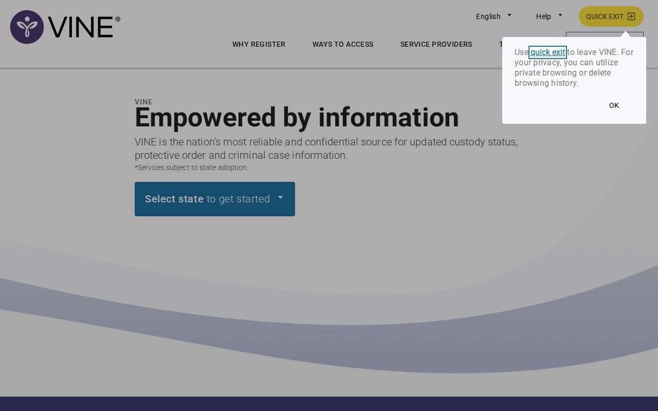 Hampden County VINELink inmate search with Massachusetts selected
